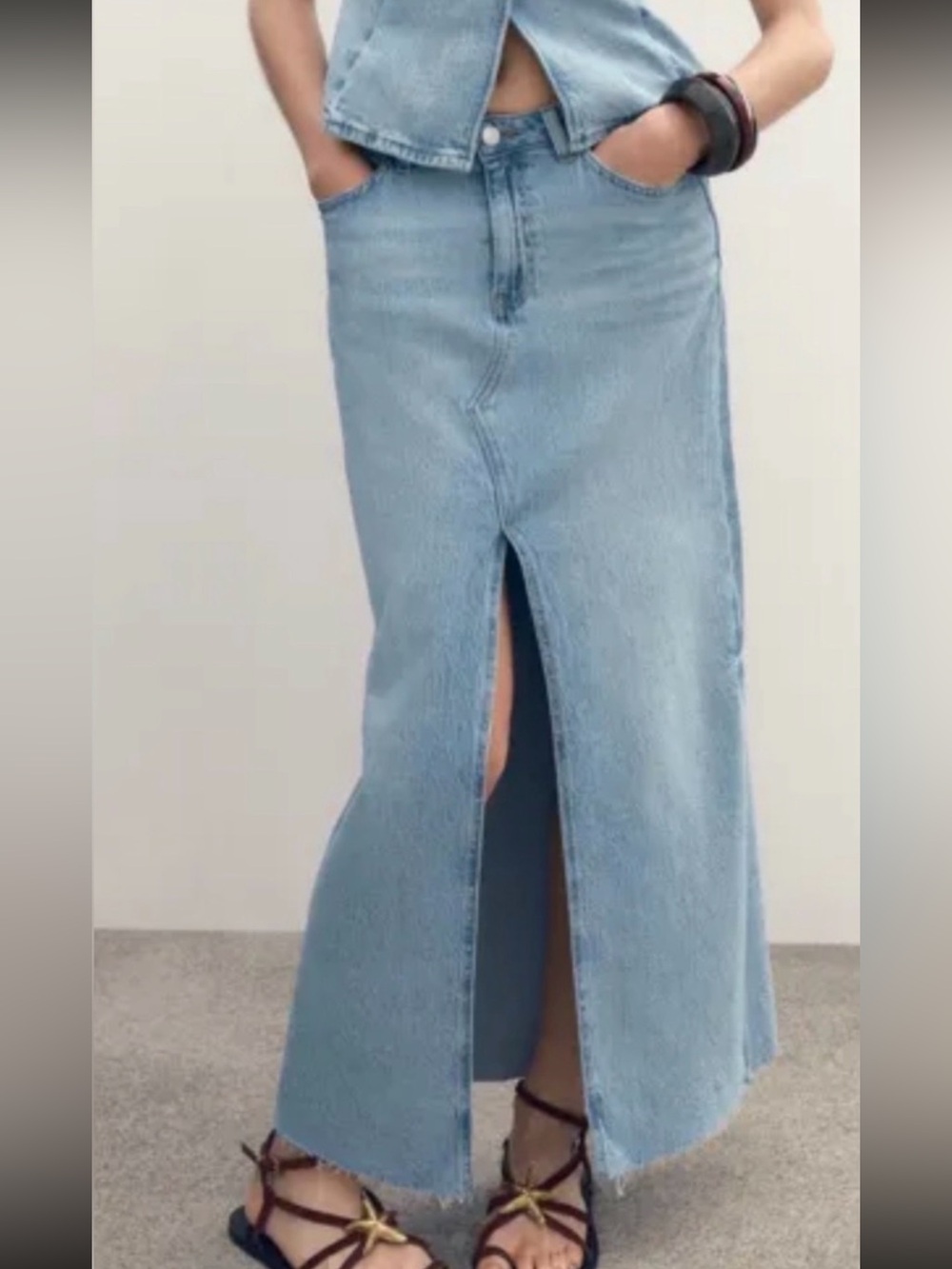 Zara denim maxi skirt